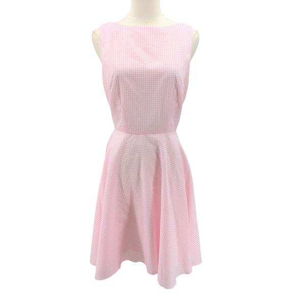Moda International Dresses & Skirts - Vintage‎ Moda Intl Pink Gingham Dress Fit Flare Lined Belted Style 6